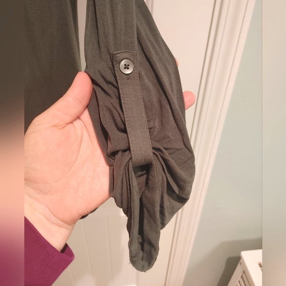 a new day army green front button henley top - Picture 4 of 6